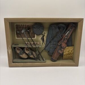 Vintage Themed Golf Shadow Box Display Features Various Golf Memorabilia Gift